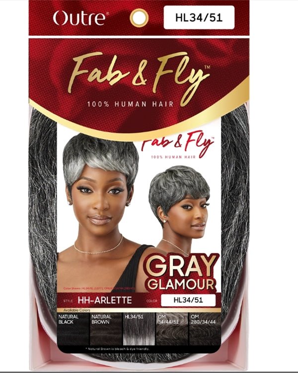 Outre 100% Human Hair Fab & Fly Gray Glamour Full Cap Wig - HH ARLETTE - EgoWigs.com