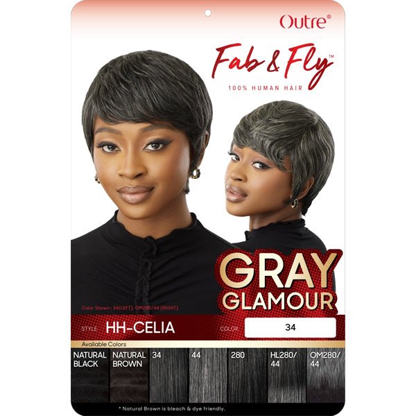 Outre 100% Human Hair Fab & Fly Gray Glamour Full Cap Wig - HH CELIA - SoGoodBB.com
