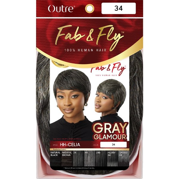 Outre 100% Human Hair Fab & Fly Gray Glamour Full Cap Wig - HH CELIA - SoGoodBB.com
