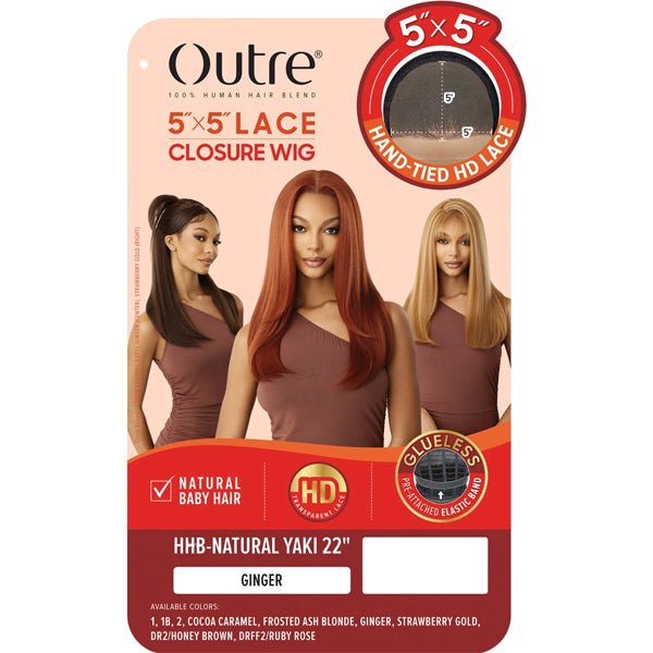 Outre Human Hair Blend 5x5 Lace Closure Wig - HHB NATURAL YAKI 22" - SoGoodBB.com