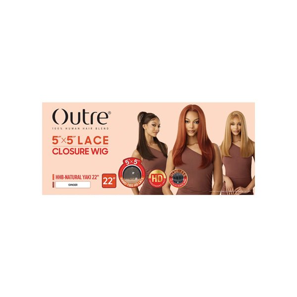 Outre Human Hair Blend 5x5 Lace Closure Wig - HHB NATURAL YAKI 22" - SoGoodBB.com