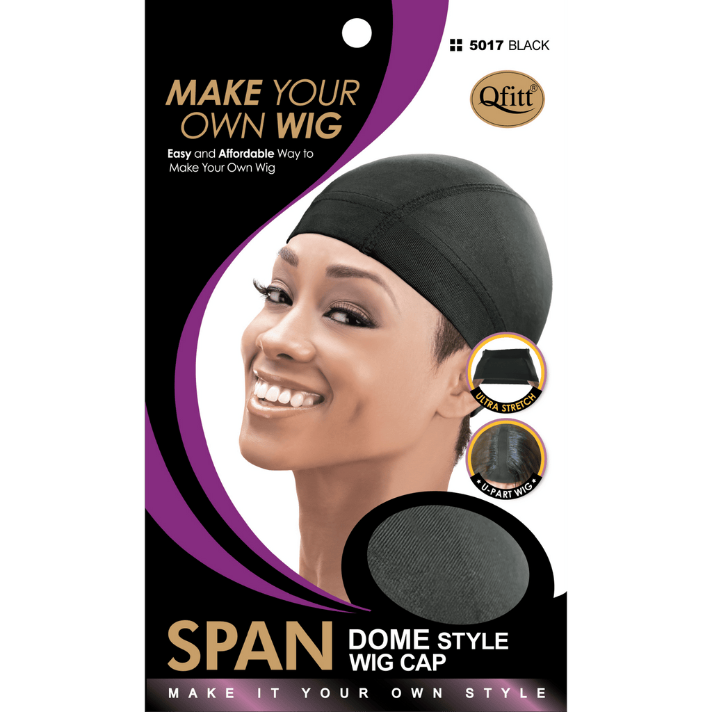 QFITT SPANDEX DOME STYLE WIG CAP - BLACK (#5017) - (C) - EgoWigs.com