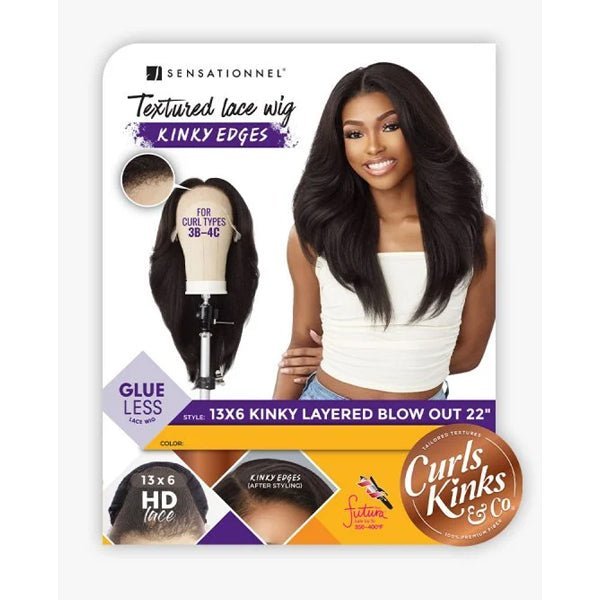 Sensationnel Kinky Edges Kinks & Co 13x6 HD Lace Front Wig - 13x6 KINKY LAYERED BLOW OUT 22 - EgoWigs.com