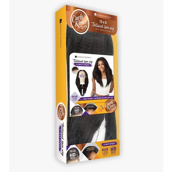 Sensationnel Kinky Edges Kinks & Co 13x6 HD Lace Front Wig - 13x6 KINKY LAYERED BLOW OUT 22 - EgoWigs.com