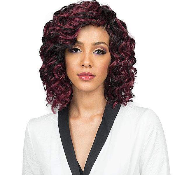 Bobbi Boss Human Hair Blended (Multi Pack) Bobbi Boss Miss Origin Designer Mix Human Hair Blend Short Weave - OCEAN WAVE 3PC + Free Closure
