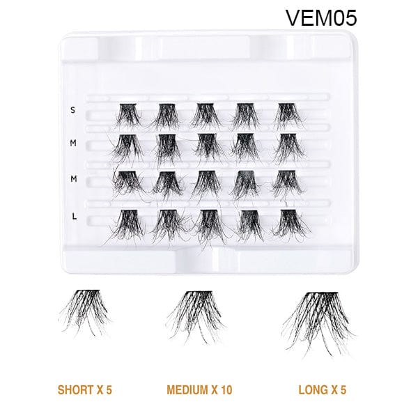 VLUXE BY IENVY Extended Real Mink Cluster Lashes - (C) - EgoWigs.com-VEM01-WISPY FLUFFY