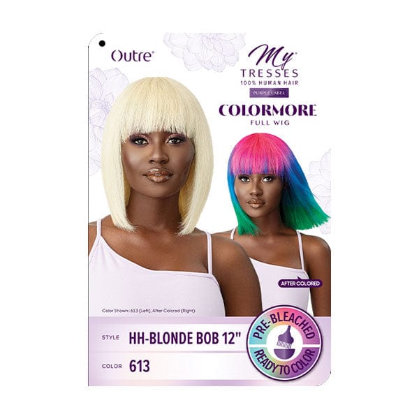 Outre 100% Human Hair Full Wigs 613 Outre 100% Human Hair MyTresses Purple Label Color More Full Wig - BLONDE BOB 12"