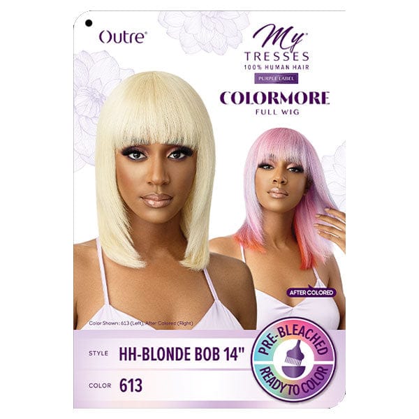 Outre 100% Human Hair Full Wigs 613 Outre 100% Human Hair MyTresses Purple Label Color More Full Wig - BLONDE BOB 14"