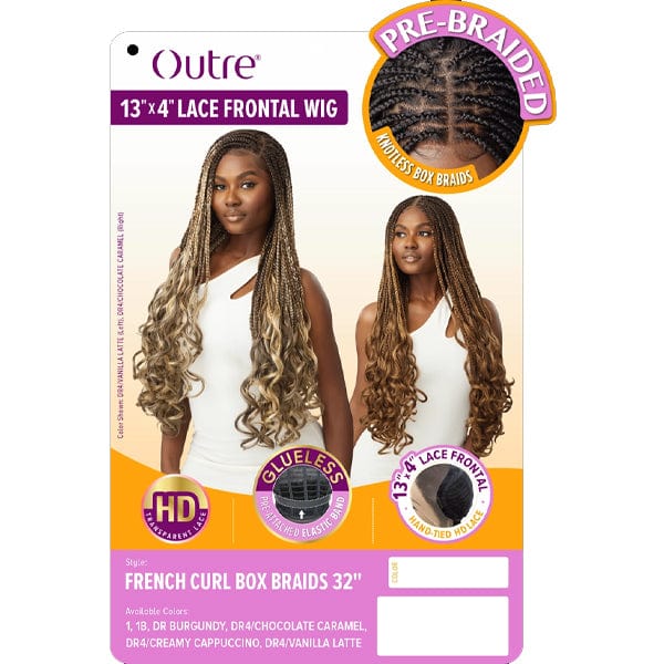 Outre Frontal Lace Wigs Outre 13x4 HD Pre-Braided Lace Front Wig - FRENCH CURL BOX BRAIDS 32"