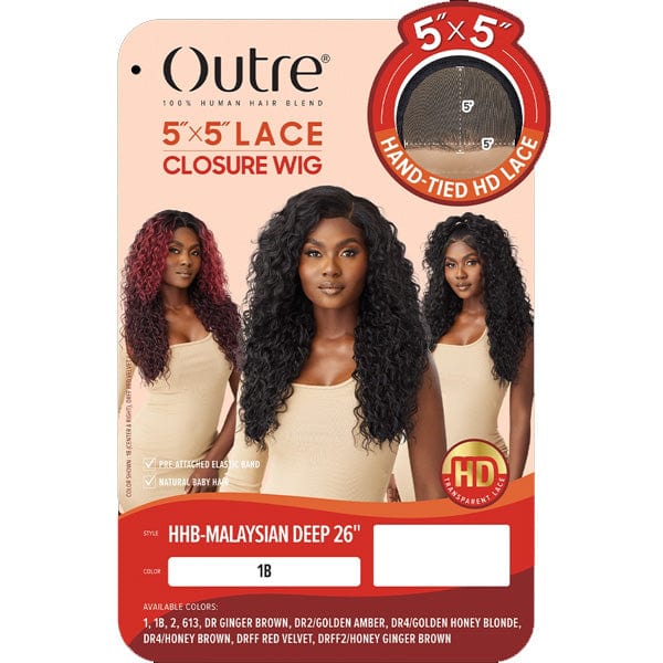 Outre Frontal Lace Wigs Outre Human Hair Blend 5x5 Lace Closure Wig - HHB MALAYSIAN DEEP 26"