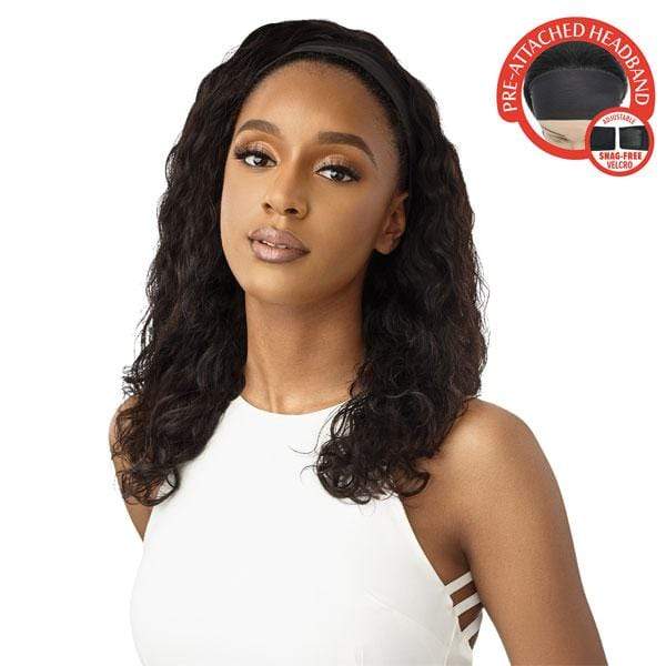 Outre 100% Human Hair Headband Wig - NATURAL WAVE 18" - EgoWigs.com-NATURAL BLACK