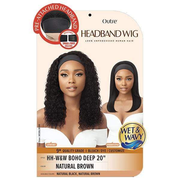 Outre Half Wigs Outre 100% Unprocessed Human Hair WET & WAVY Headband Wig - BOHO DEEP 20"