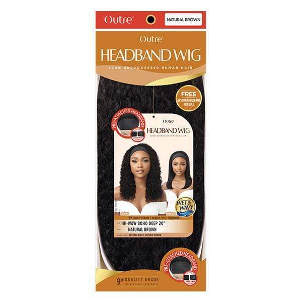 Outre Half Wigs Outre 100% Unprocessed Human Hair WET & WAVY Headband Wig - BOHO DEEP 20"