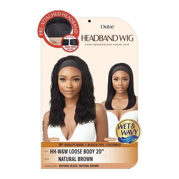 Outre Half Wigs Outre 100% Unprocessed Human Hair WET & WAVY Headband Wig - LOOSE BODY 20"