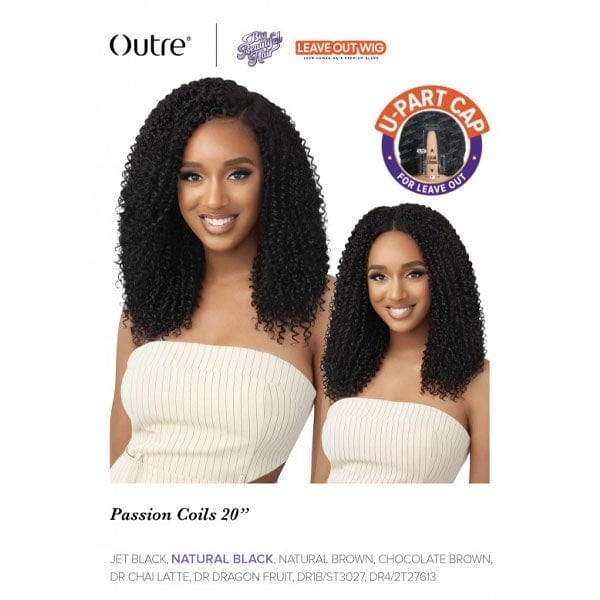 Outre Human Hair Blend Full Wigs Outre Big Beautiful HH Blend Leave Out U Part Wig - PASSION COILS 20"