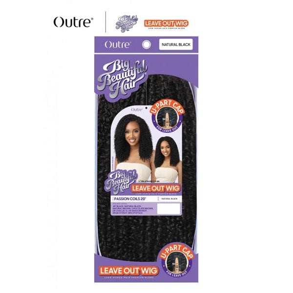 Outre Human Hair Blend Full Wigs Outre Big Beautiful HH Blend Leave Out U Part Wig - PASSION COILS 20"