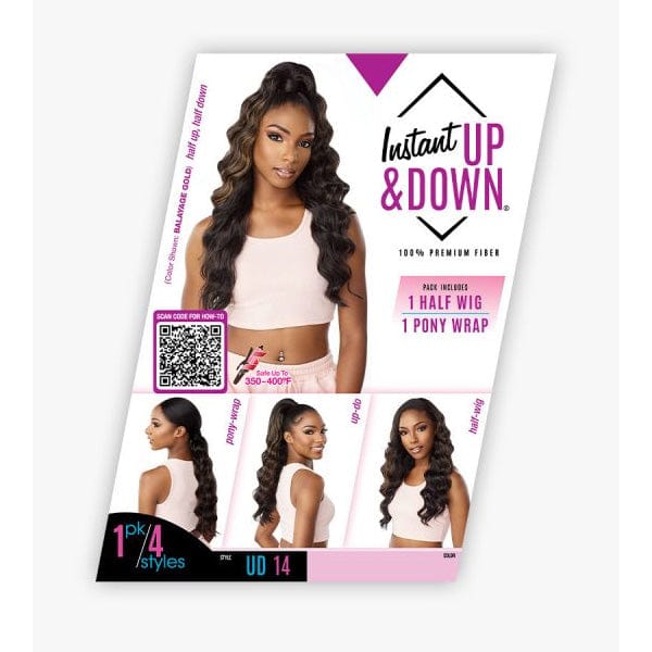 Sensationnel Frontal Lace Wigs Sensationnel Instant Up & Down Pony Wrap Half Wig - UD 14