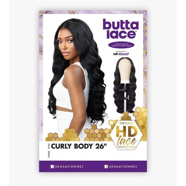 Sensationnel Human Hair Blend Lace Wigs Sensationnel Butta Human Hair Blend Lace Front Wig - CURLY BODY 26"
