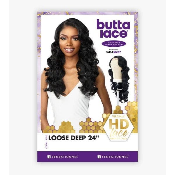 Sensationnel Human Hair Blend Lace Wigs Sensationnel Butta Human Hair Blend Lace Front Wig - LOOSE DEEP 24"