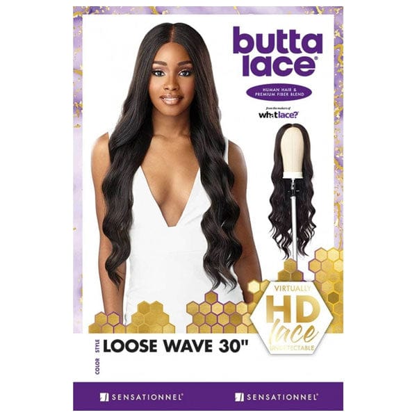 Sensationnel Human Hair Blend Lace Wigs Sensationnel Butta Human Hair Blend Lace Front Wig - LOOSE WAVE 30"